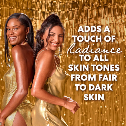 Swatches of the Palmer's body shimmer stick demonstrating its suitability for fair to dark skin tones.