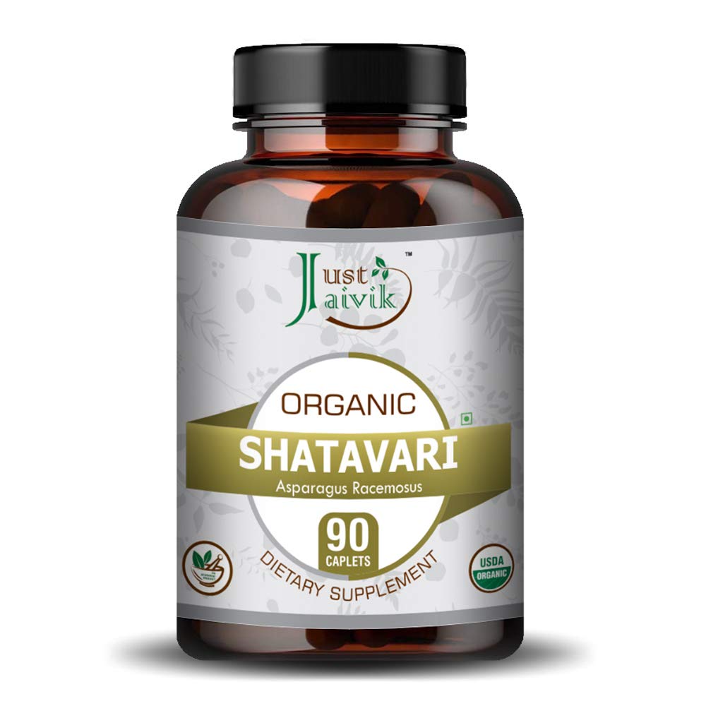 Just Jaivik Organic Shatavari herbal supplement bottle packaging