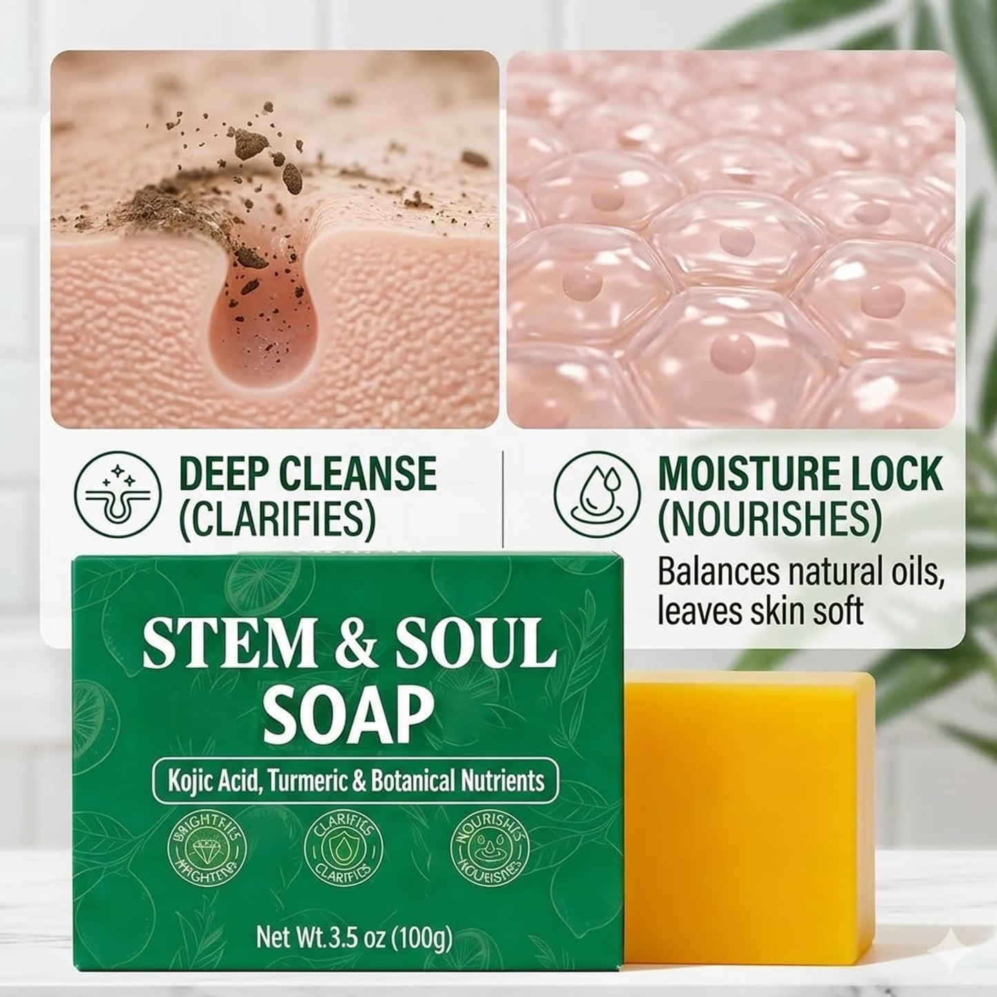 Texture of Stem and Soul turmeric lemon soap bar