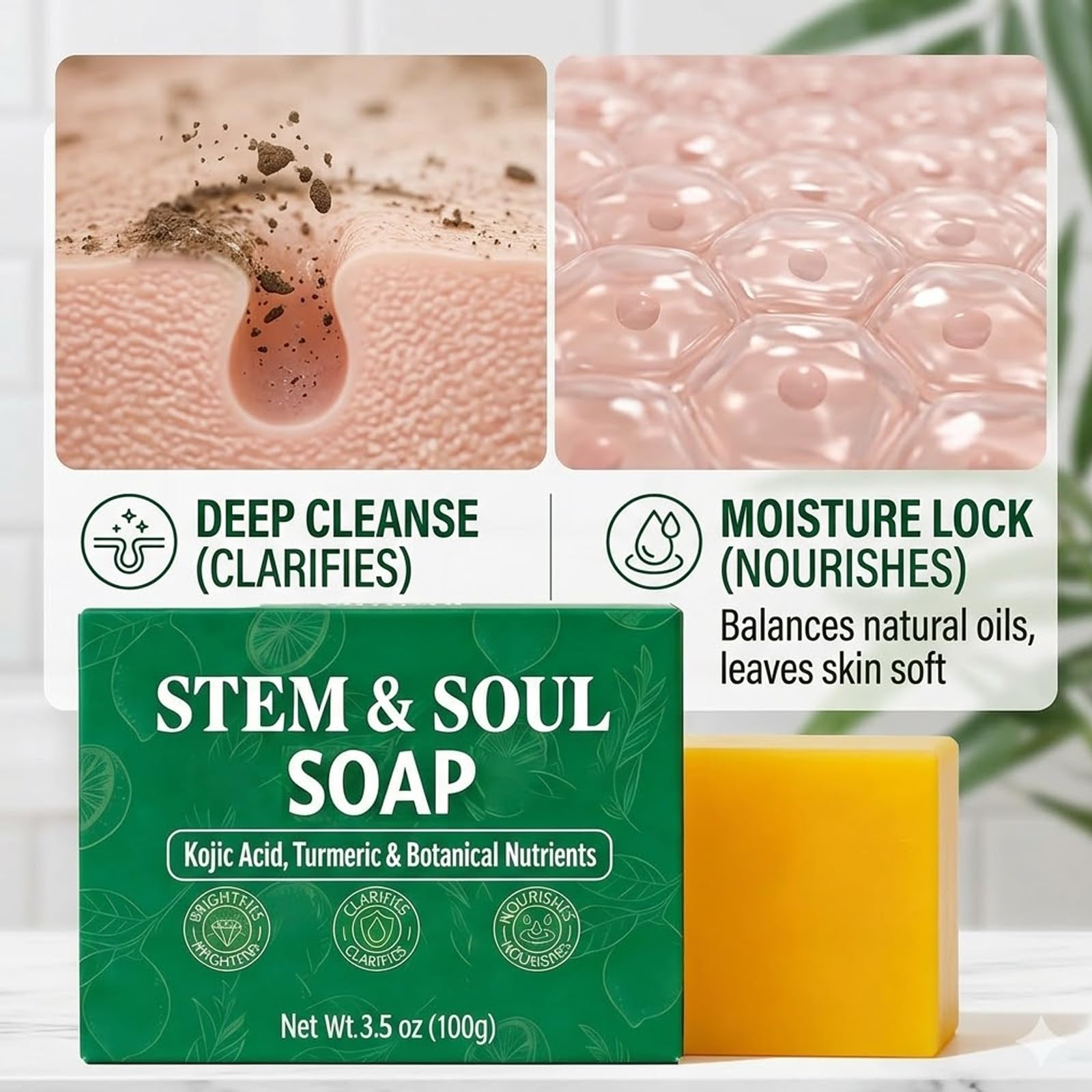 Texture of Stem and Soul turmeric lemon soap bar