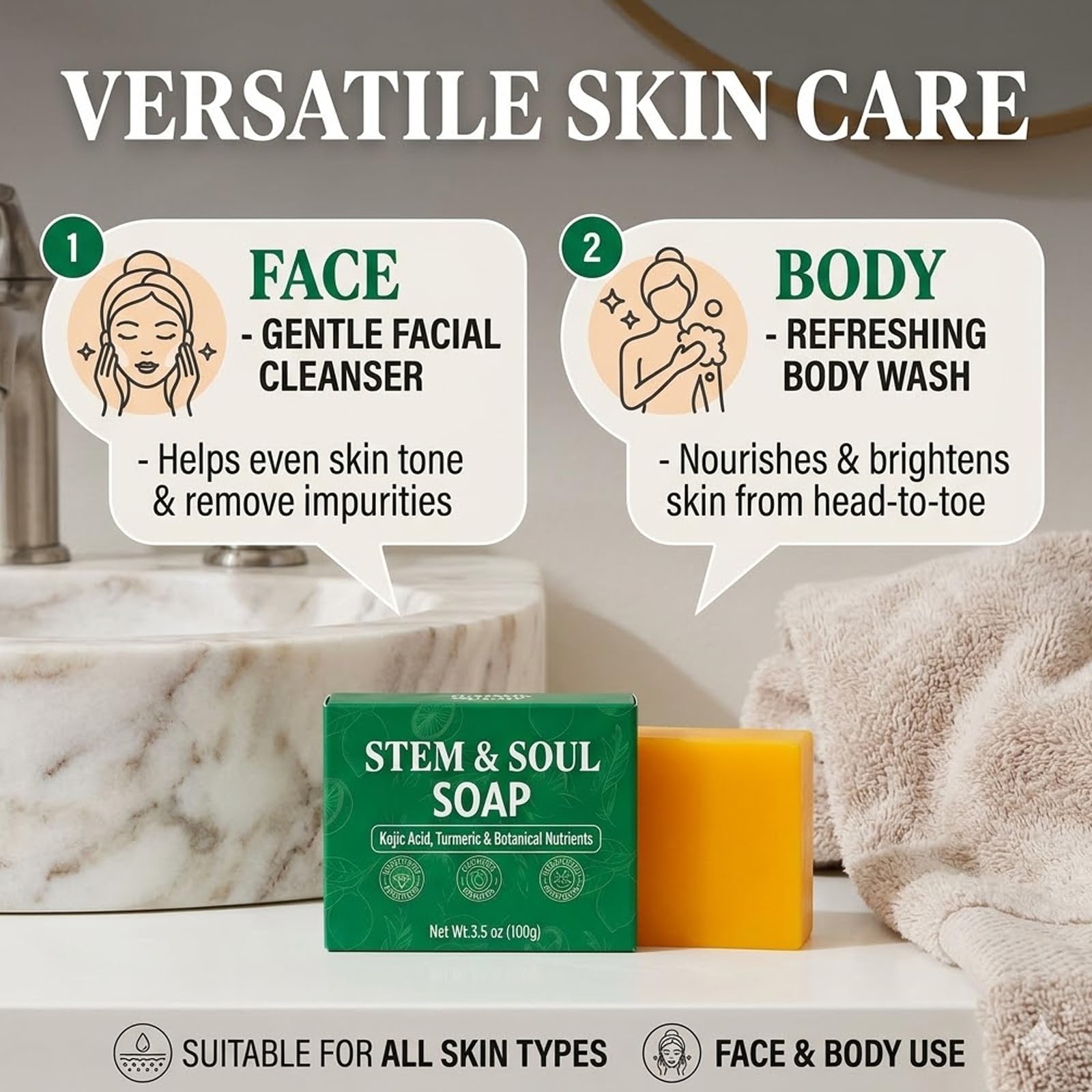 Stem and Soul soap bar lathered for body wash