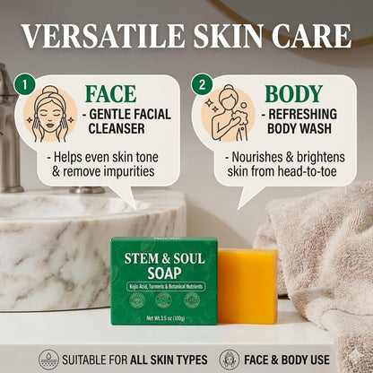 Stem and Soul soap bar lathered for body wash