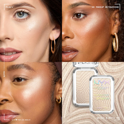 Authentic NYX Professional Makeup champagne highlighter swatch on skin