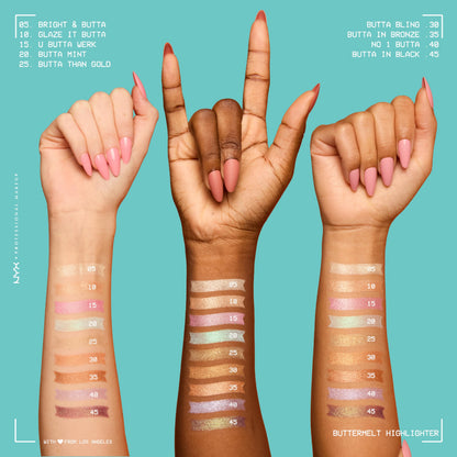 USA imported NYX Buttermelt powder highlighter packaging front details