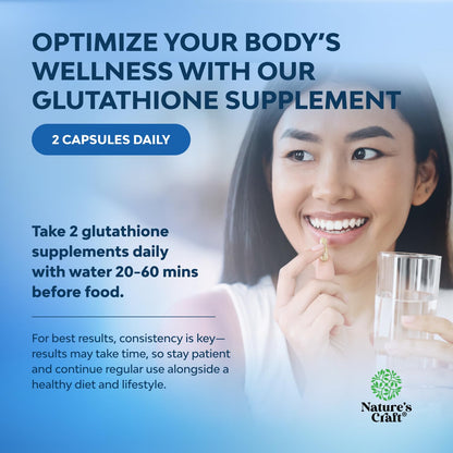 Natures Craft Reduced Glutathione antioxidant formula side view details