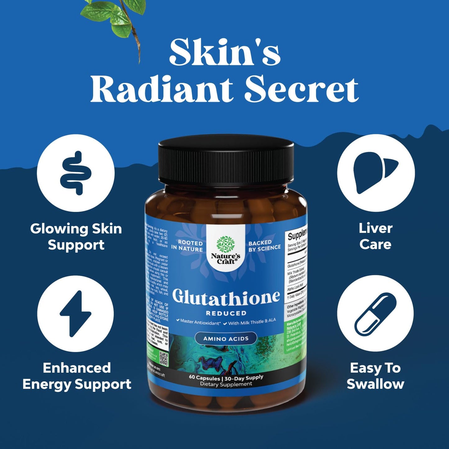 Natures Craft Glutathione 1000mg capsules for liver support