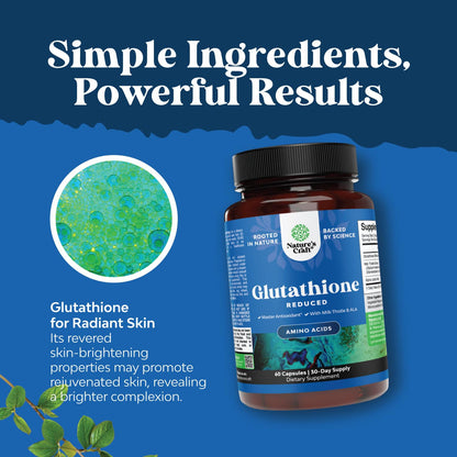 Premium dietary supplement bottle by Natures Craft for skin brightening
