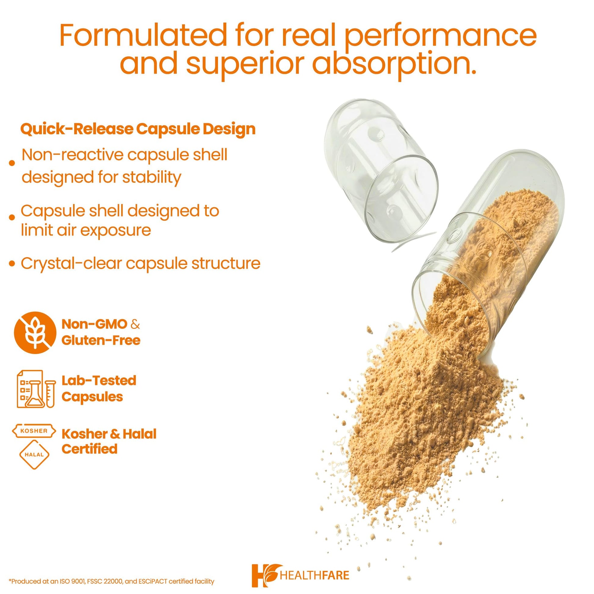 USA imported HealthFare ginger root extract 4000mg vegan capsules packaging overview.