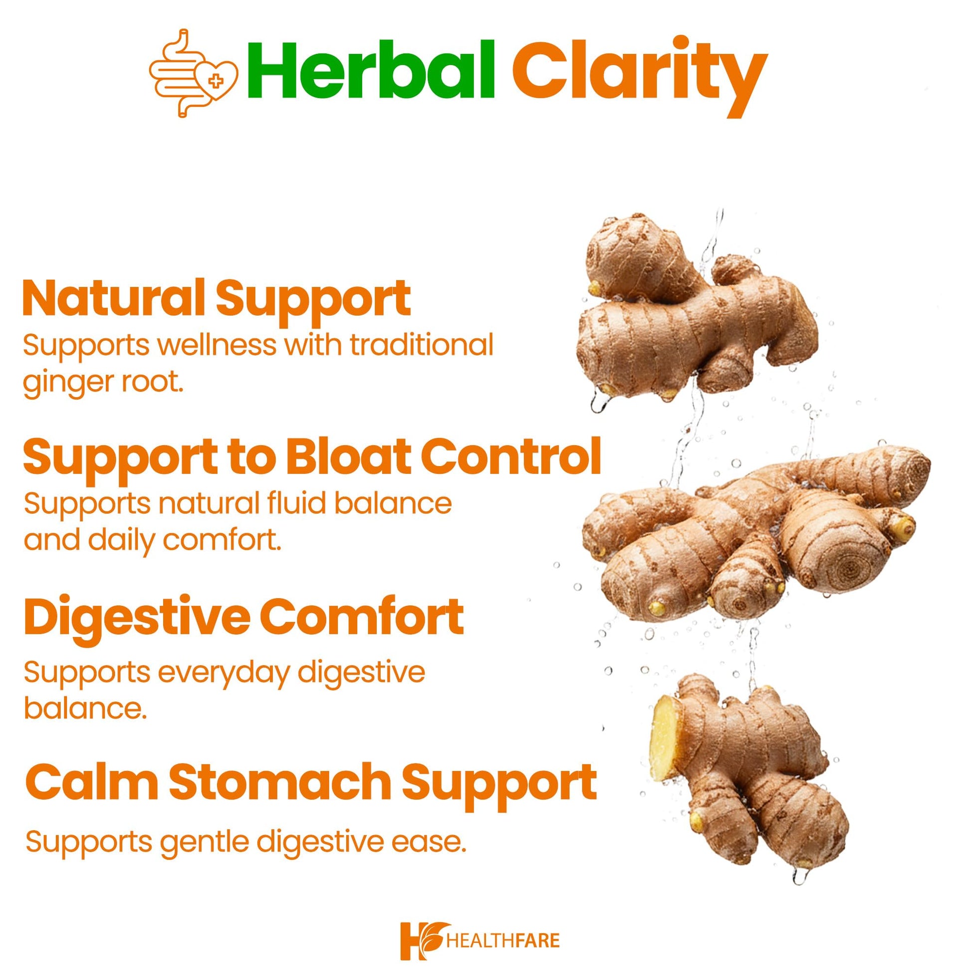 HealthFare 200 vegan ginger pills container highlighting antioxidant and joint comfort benefits.