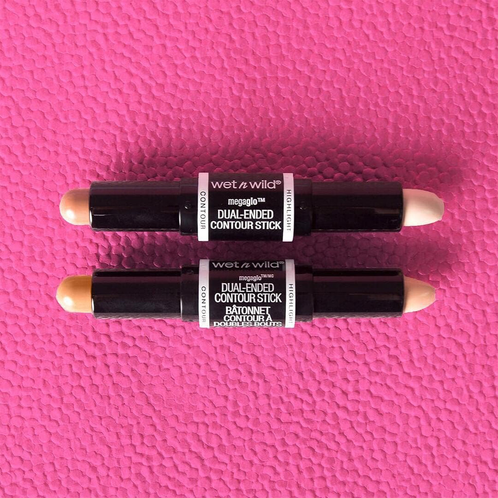 Wet n Wild 2-in-1 contour and highlighter stick packaging layout