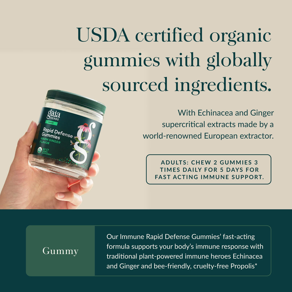 Gaia Herbs organic propolis and echinacea formula back packaging instructions