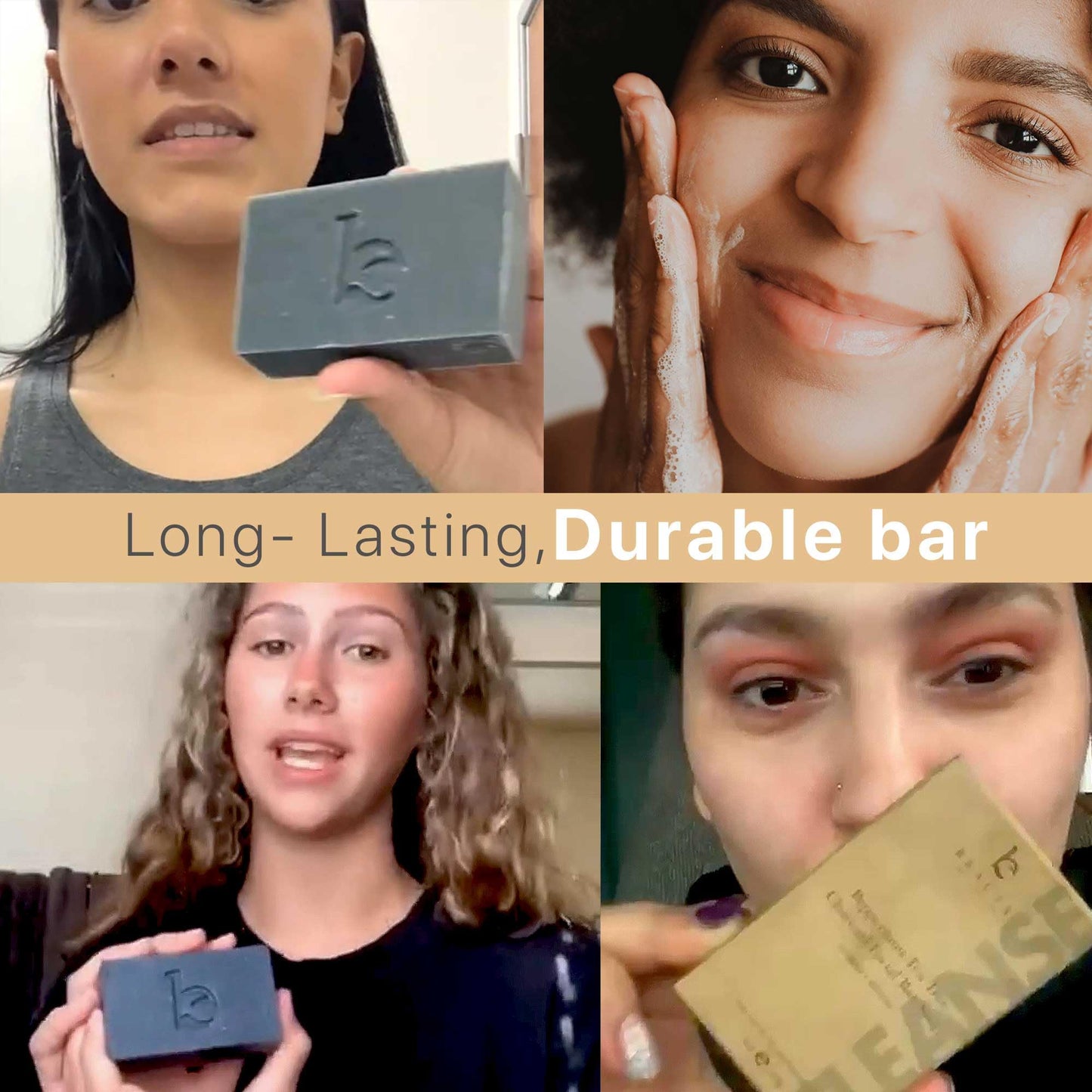 Organic charcoal face wash bar soap infused with tea tree oil