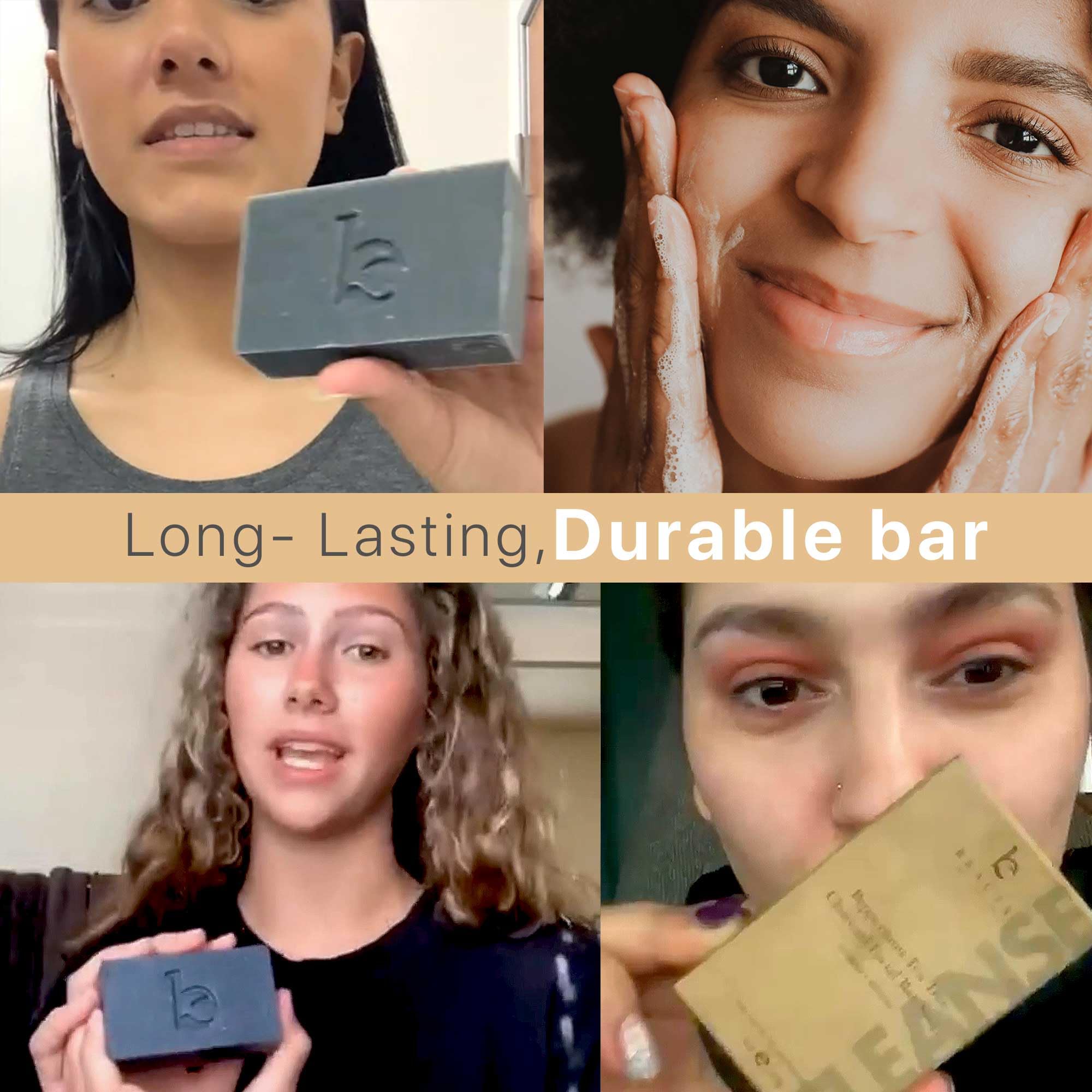 Organic charcoal face wash bar soap infused with tea tree oil