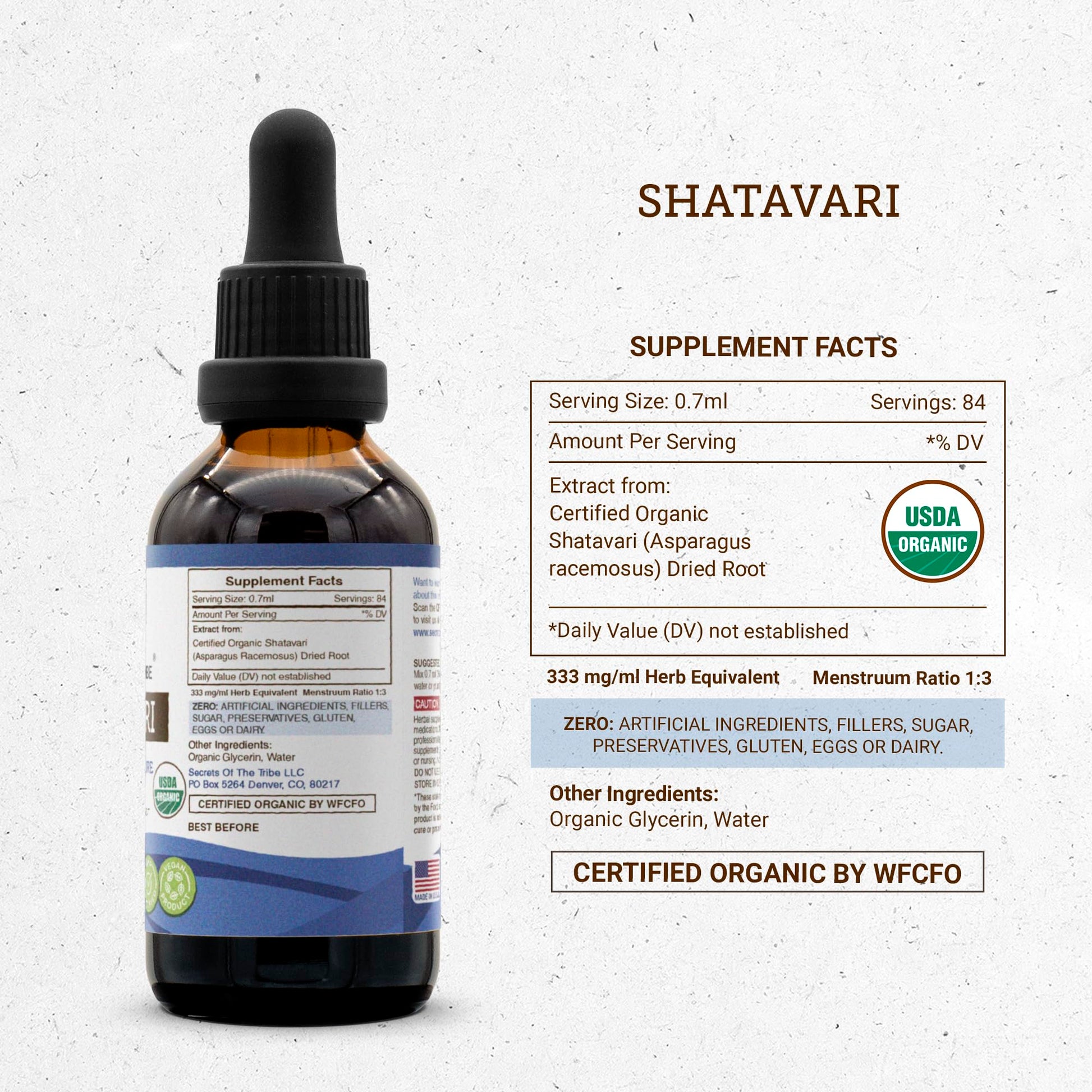 Secrets Of The Tribe Shatavari 2 oz tincture dropper application