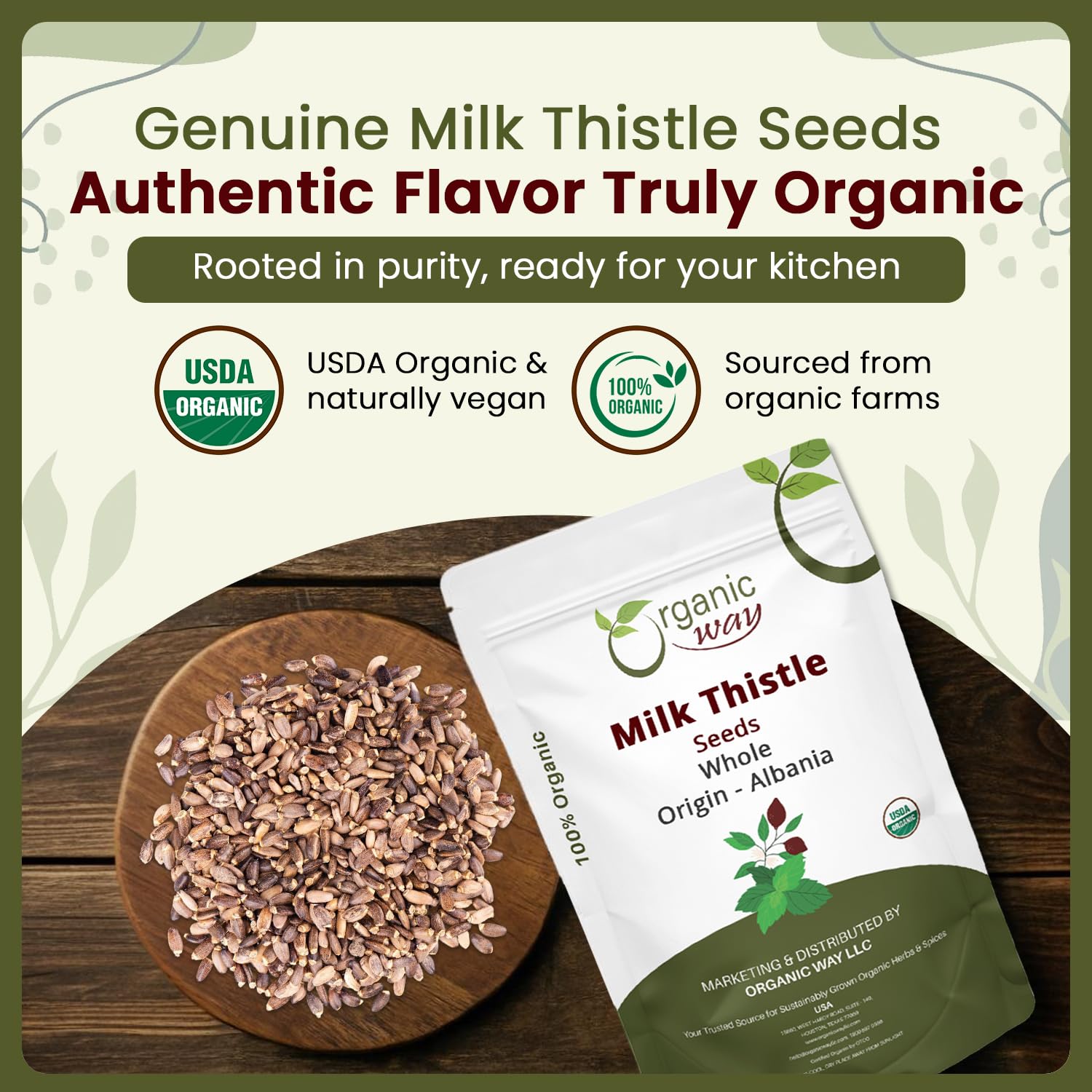 Organic Way organic milk thistle seeds resealable packaging back