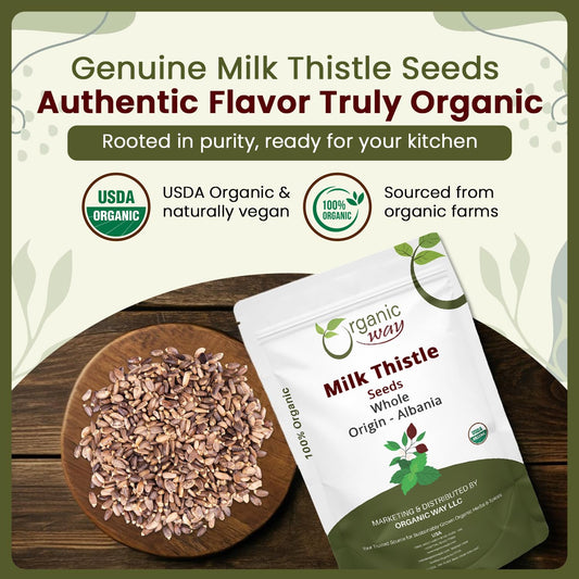 Organic Way organic milk thistle seeds resealable packaging back