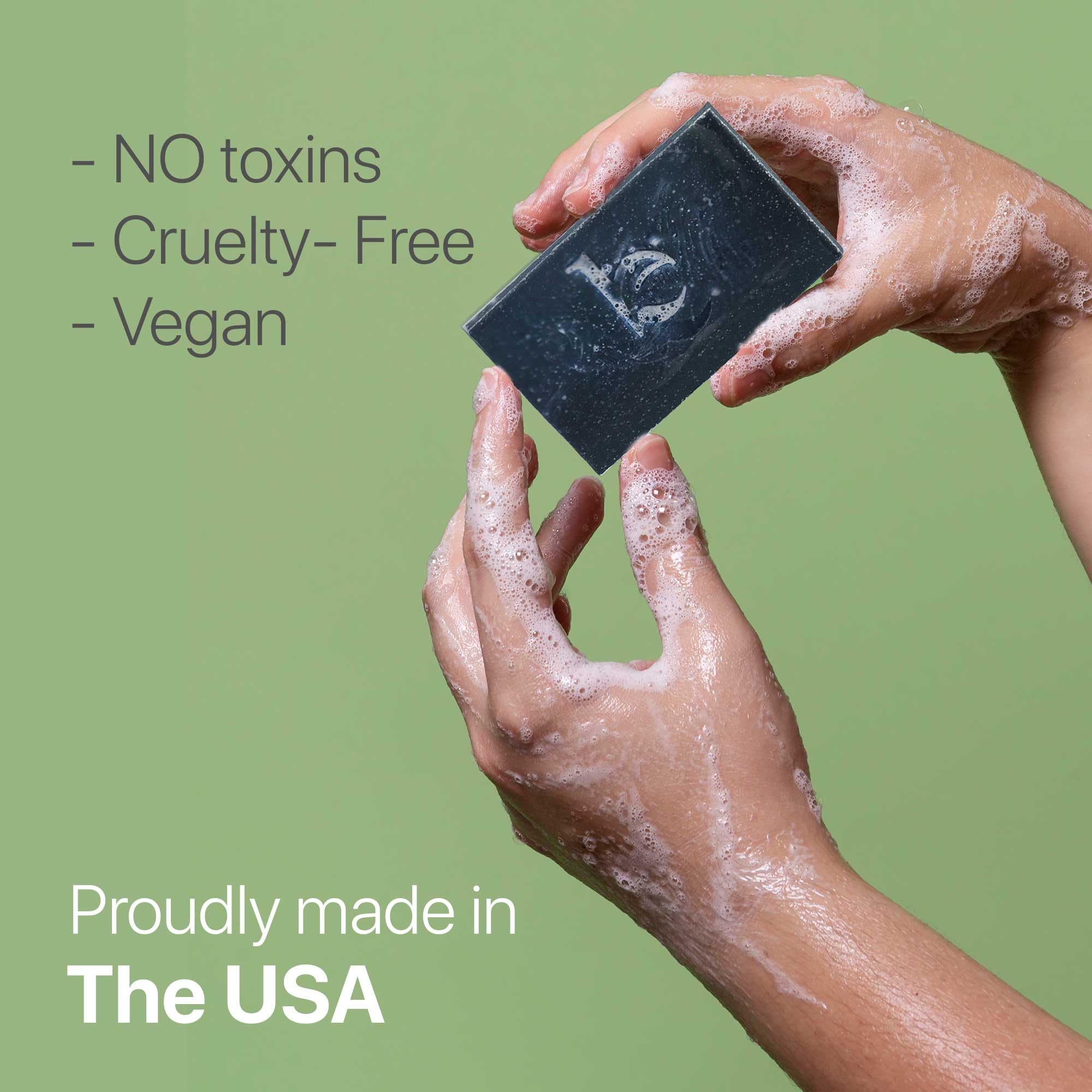 Activated charcoal and peppermint oil soap bar for deep pore cleansing