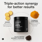 Authentic USA imported Toniiq ginger root capsules container highlighting digestive wellness benefits.