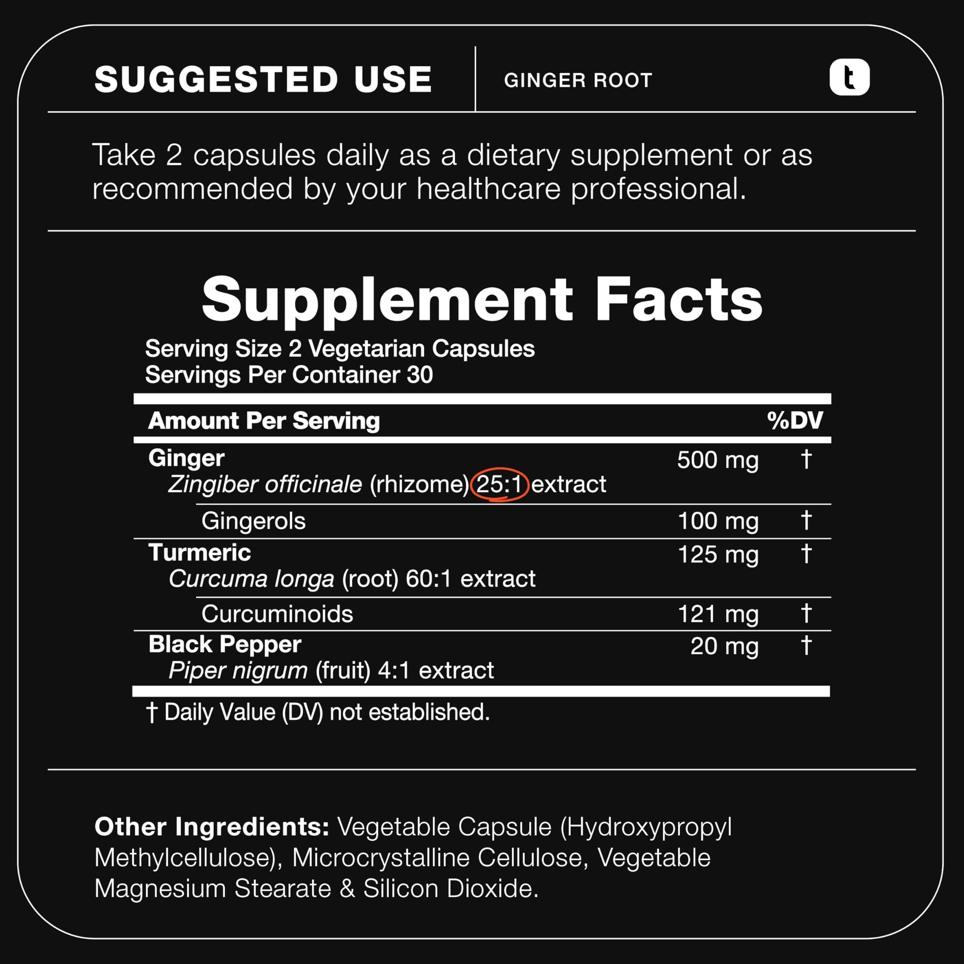 Premium 60 vegetarian ginger capsules bottle focusing on the standardized ultra high potency formulation.