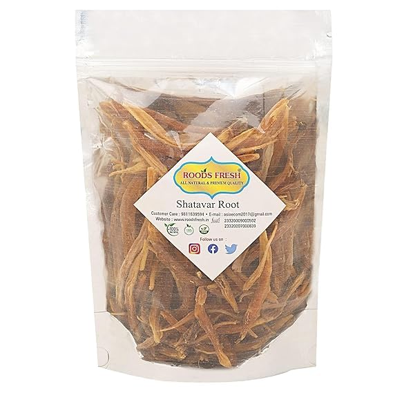 Back view of Gunmala Shatavari package showing nutritional information and pure ingredients list.