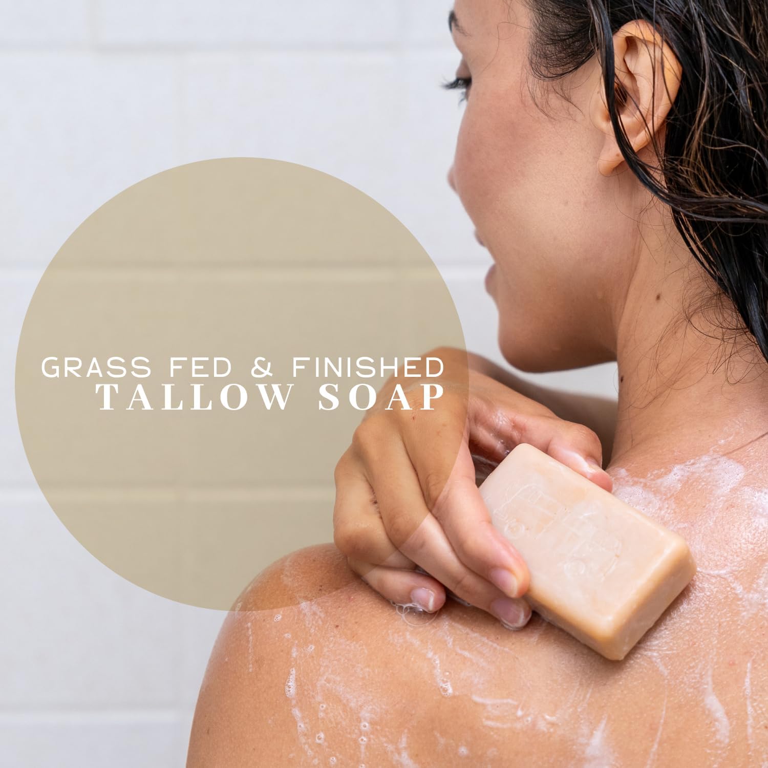 VanMan tallow soap lathering on skin