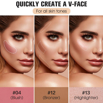Springsky face cosmetics palette demonstrating pigmentation of the eight blush options on skin