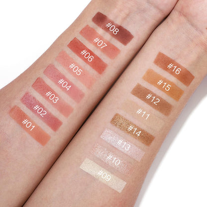 Springsky all in one makeup palette showcasing the deep bronzer shades for facial contouring