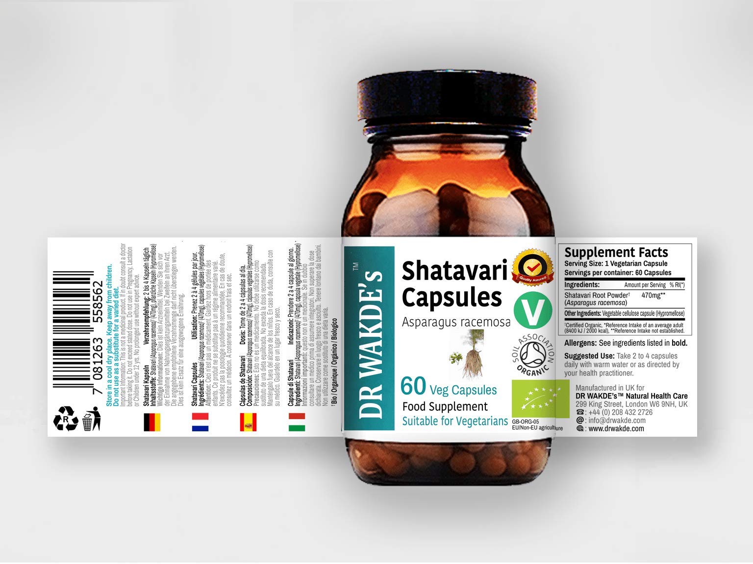 Label detail of Dr Wakdes Shatavari vegetarian capsules