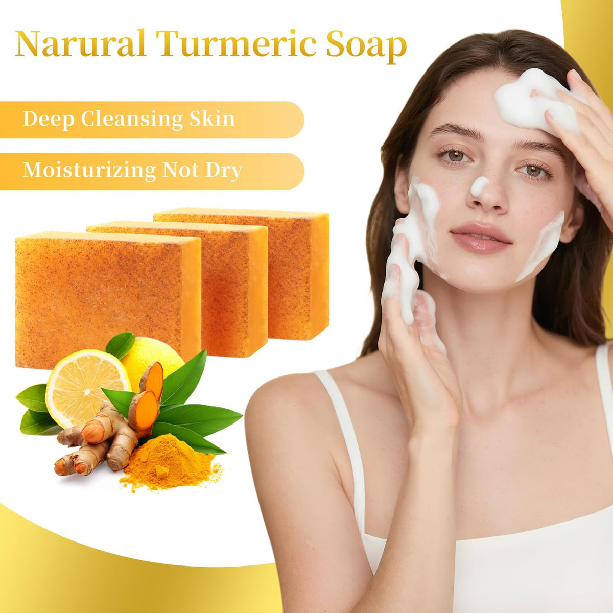 Doxolato lemon turmeric soap bars lifestyle application