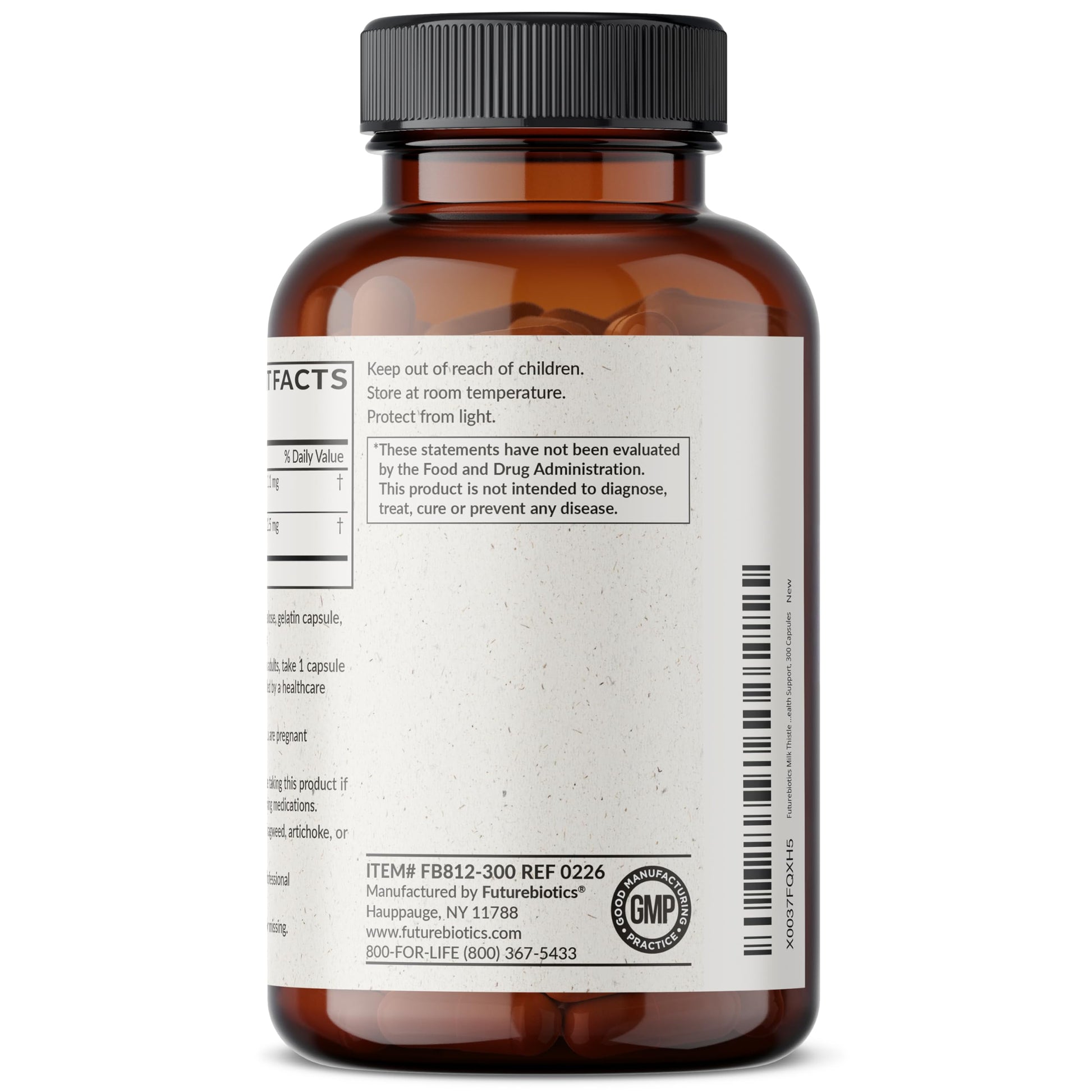 Futurebiotics 300 capsules milk thistle and dandelion root manufacturing seals
