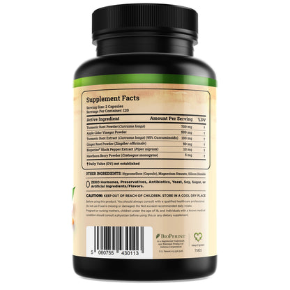 Nature's Base standardized ninety five percent curcuminoids supplement bottle layout showing safety seal