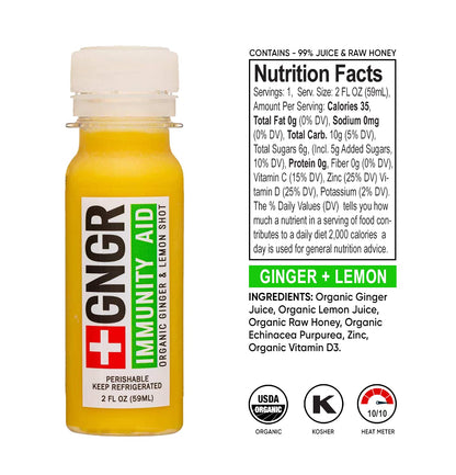 Nutrient-dense +GNGR digestive aid variety pack layout demonstrating clean ingredients and premium quality.