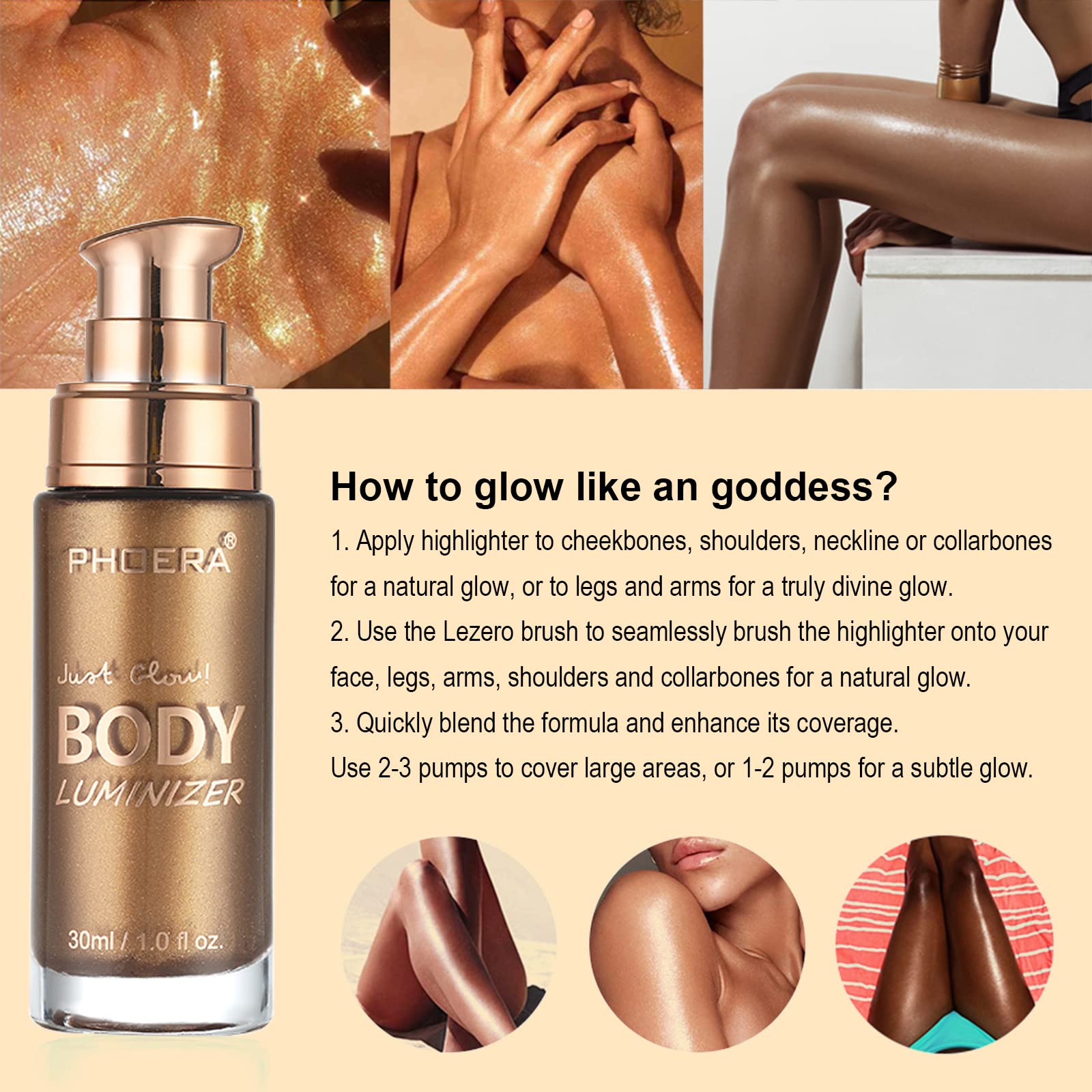 Long lasting moisturizing body luminizer medium shade packaging details and ingredients label