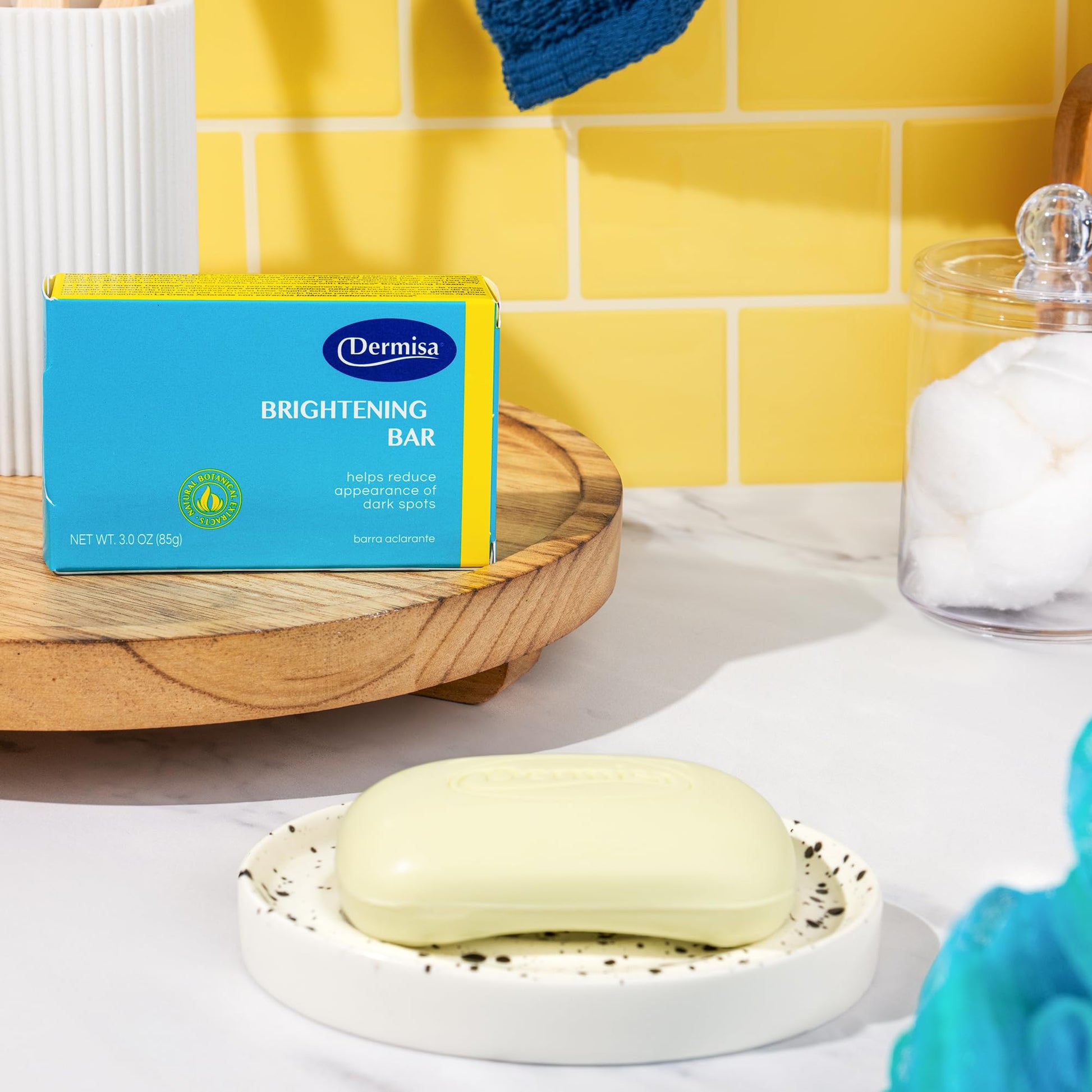 Unboxed view of the three ounce brightening bars highlighting the texture and quality of the soap.