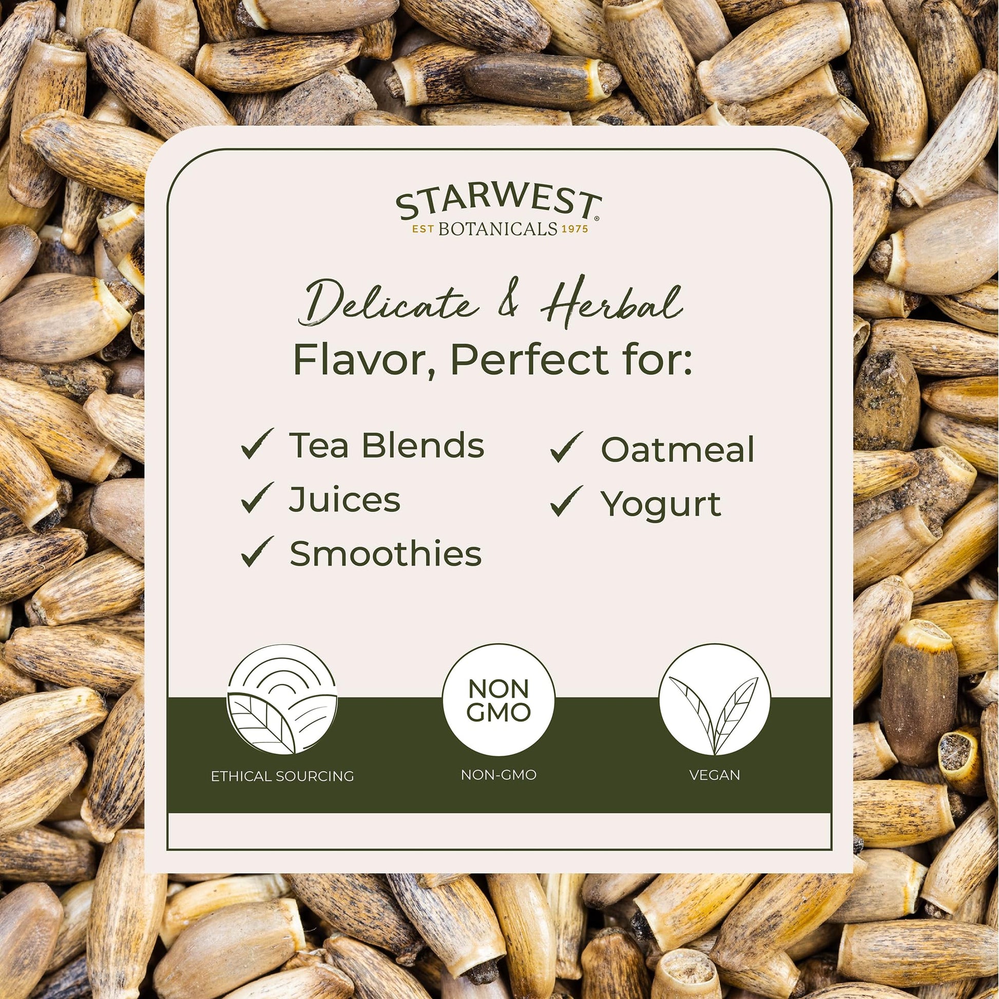 Certified organic whole milk thistle seeds bulk bag side label details