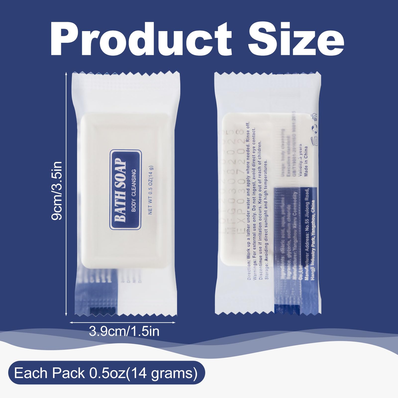 Individually wrapped mini soap bars for hotel amenities