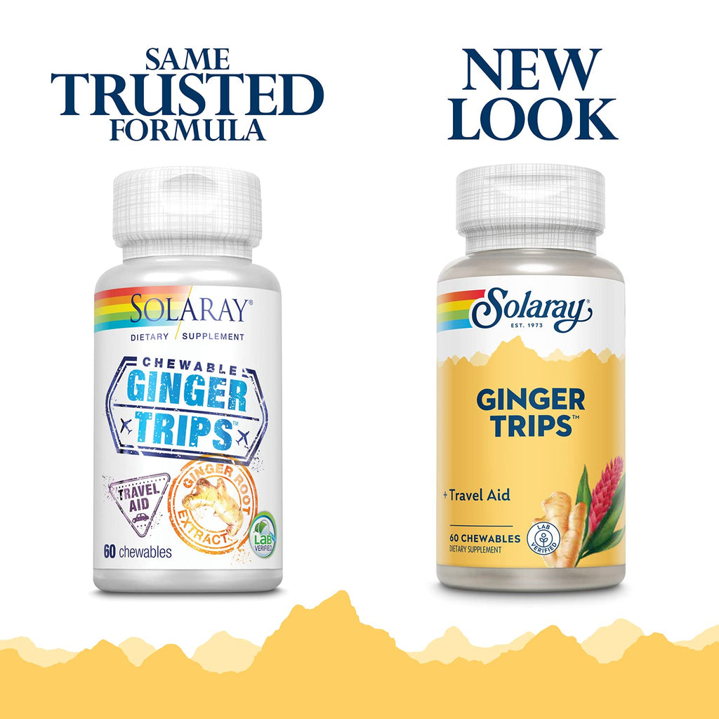 Solaray Ginger Trips chewable tablets supplement facts and ingredient list label
