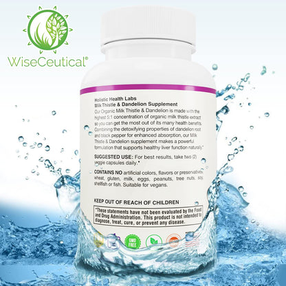 Wiseceutical premium herbal dietary supplement showing USDA organic certification seal on container