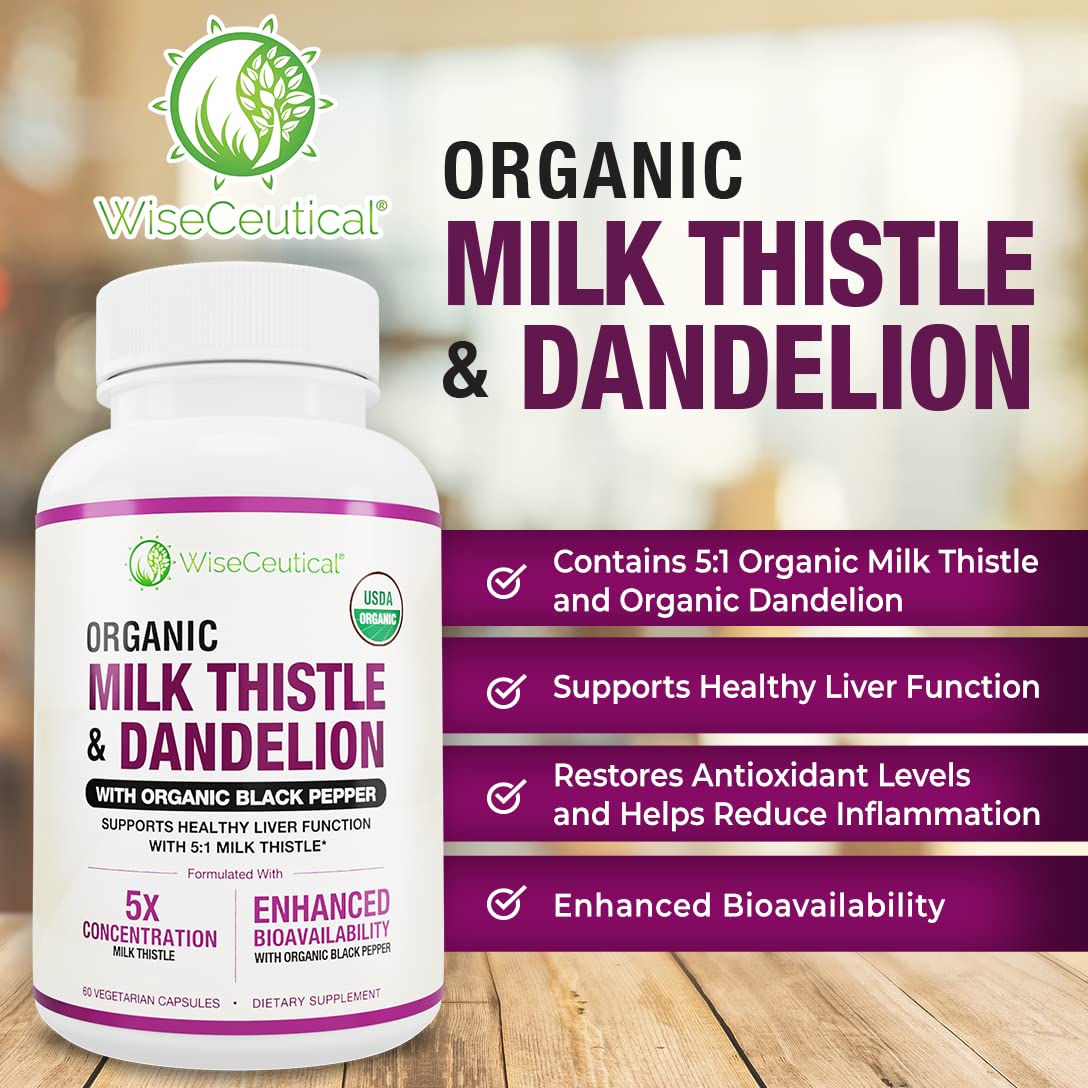 Wiseceutical non GMO vegan milk thistle 2000mg strength capsules close up visual