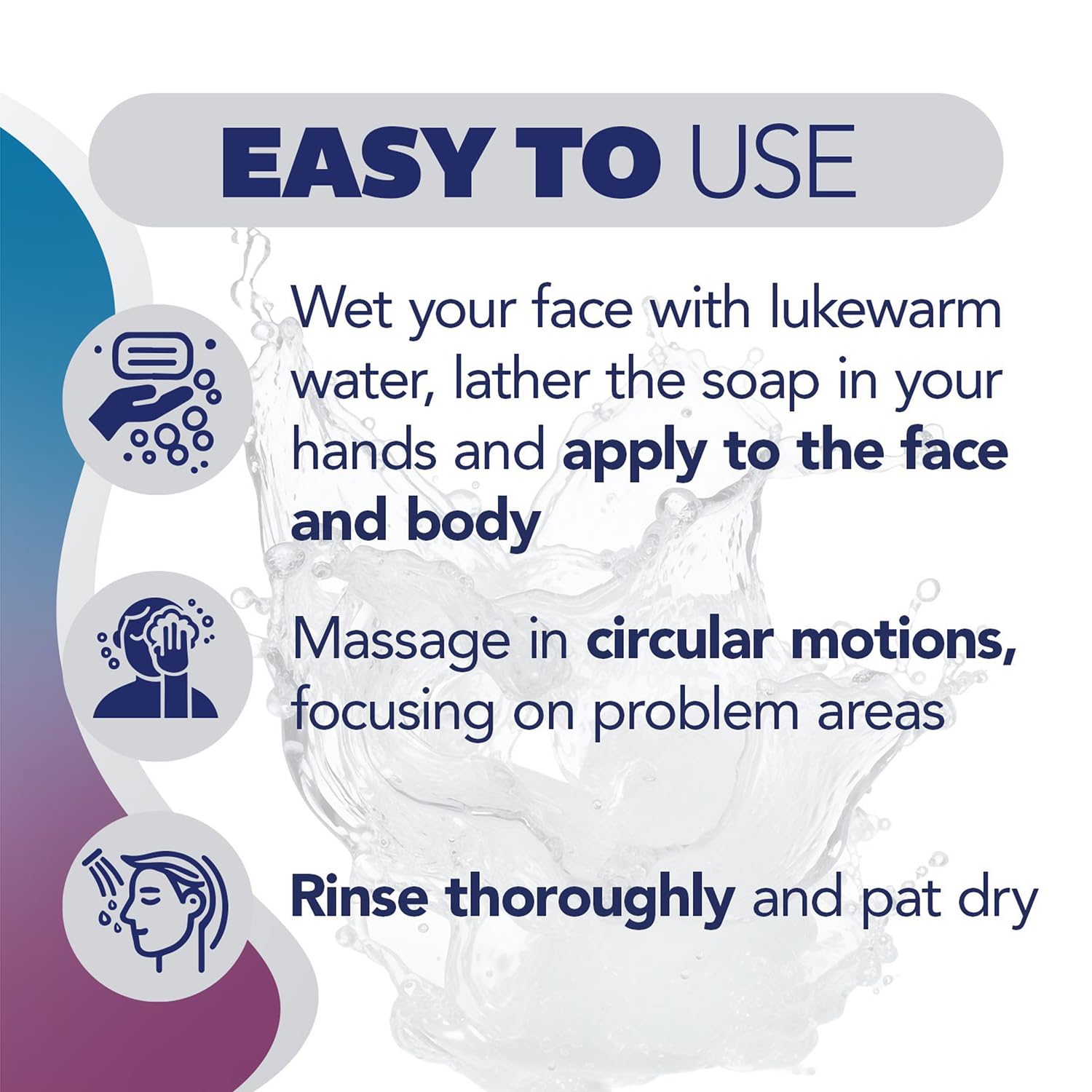 Asepxia deep cleansing bar soap packaging highlights detailing the hydro force technology benefits