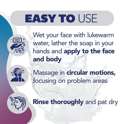 Asepxia deep cleansing bar soap packaging highlights detailing the hydro force technology benefits