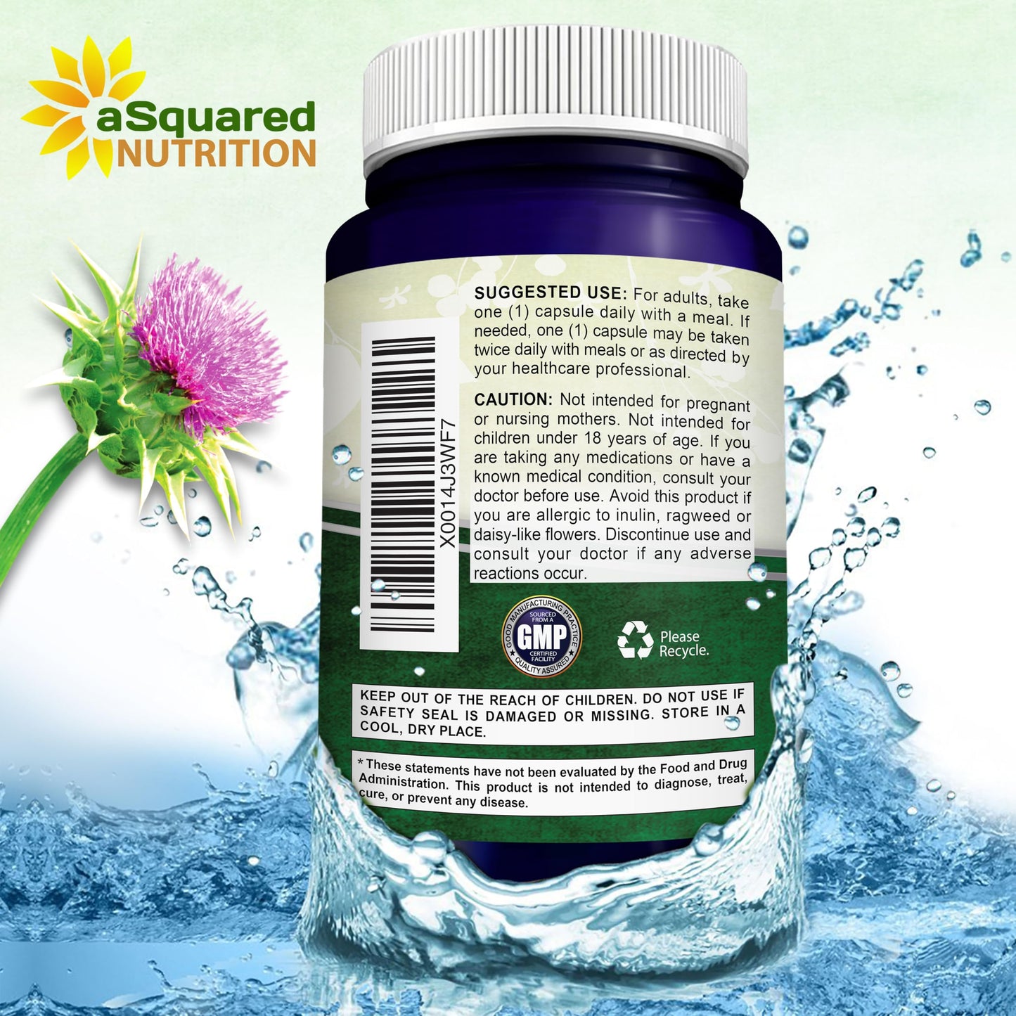 ASquared Nutrition ultra strength milk thistle 200 vegetable capsules size check