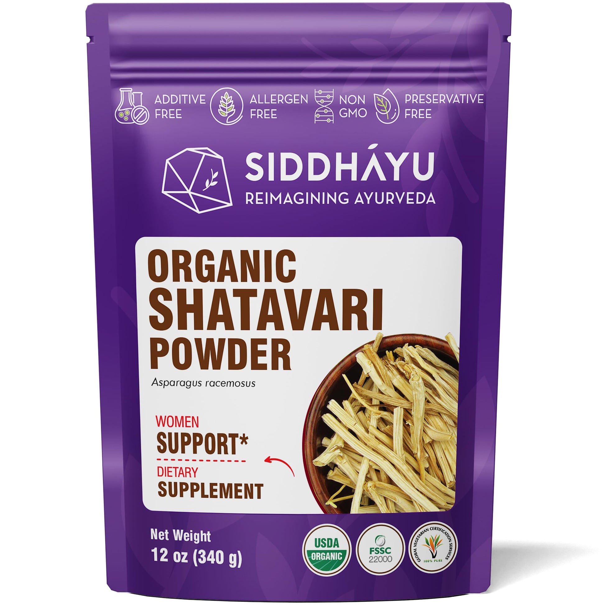 Lifestyle image showing the fine organic supplement powder being mixed into a warm beverage.