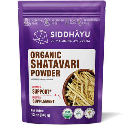 Lifestyle image showing the fine organic supplement powder being mixed into a warm beverage.
