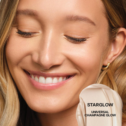 Saie illuminating makeup primer gel texture swatch on hand
