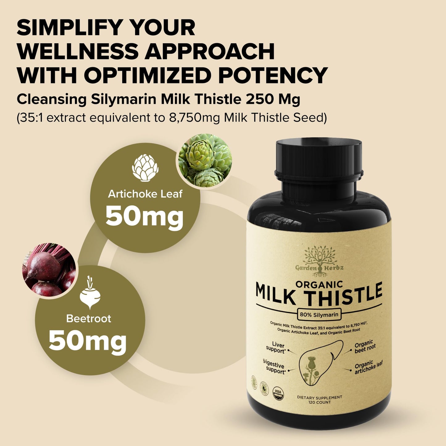Side angle of premium USA imported vegan liver care supplement packaging