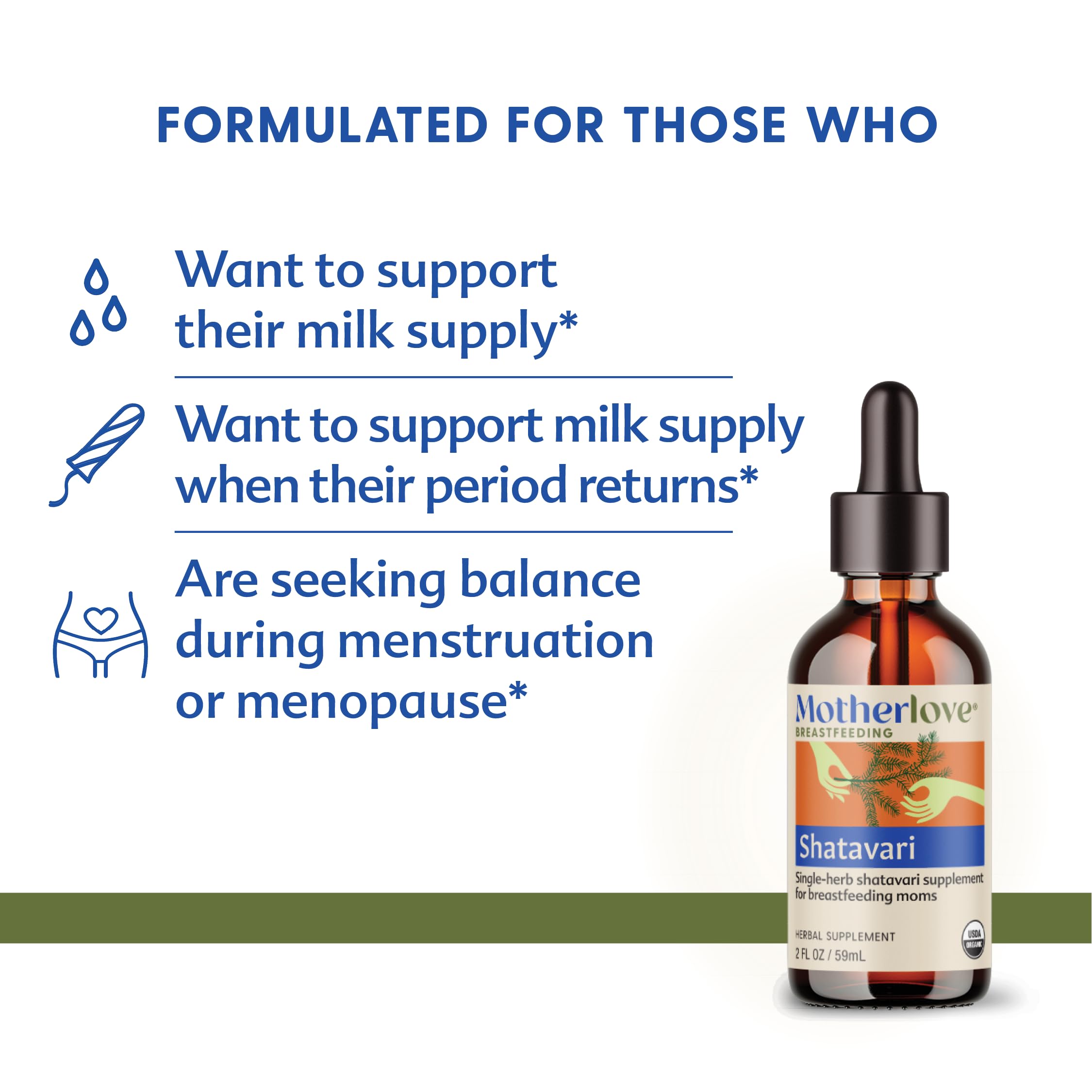 Organic Shatavari herbal tincture bottle for breastfeeding support