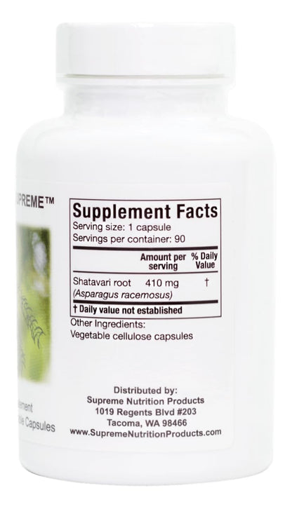 Supreme Nutrition Products Shatavari Supreme supplement packaging for women