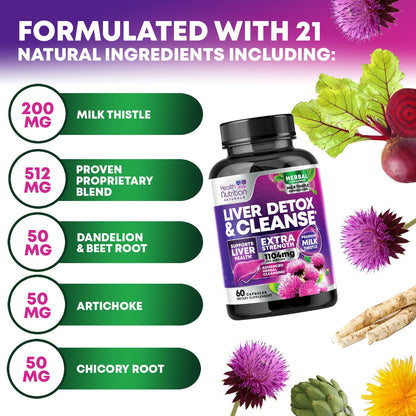 Premium USA imported liver detox capsules by Health Nutrition Naturals displayed on a clean background