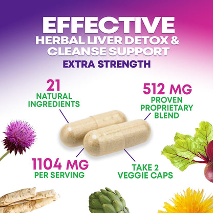 Vegetarian liver support pills showcasing artichoke extract and dandelion root blend features